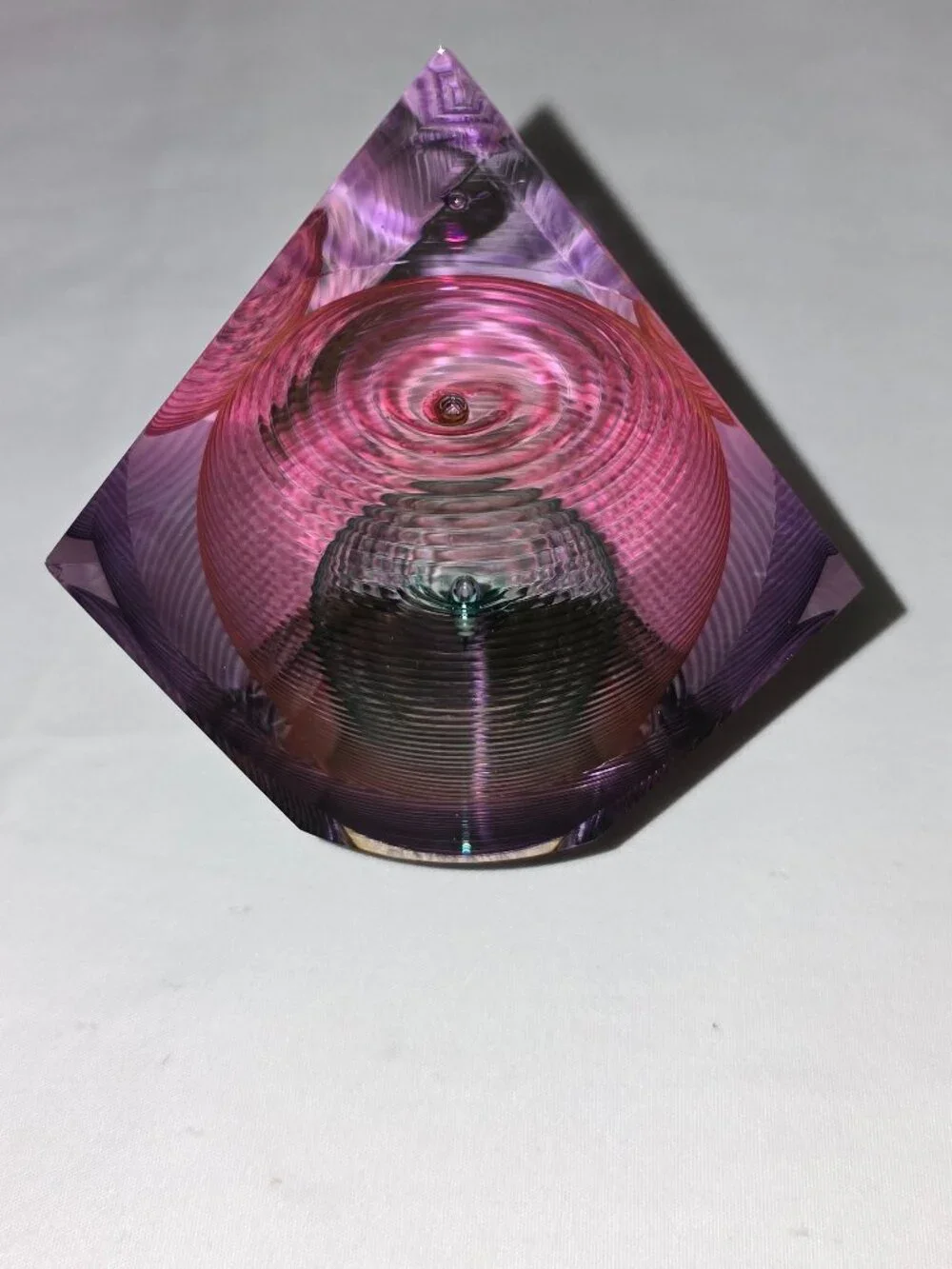 Kit Karbler & Michael David Signed Faceted Paperweight Art Glass Optic Geometric - Picture 3 of 16